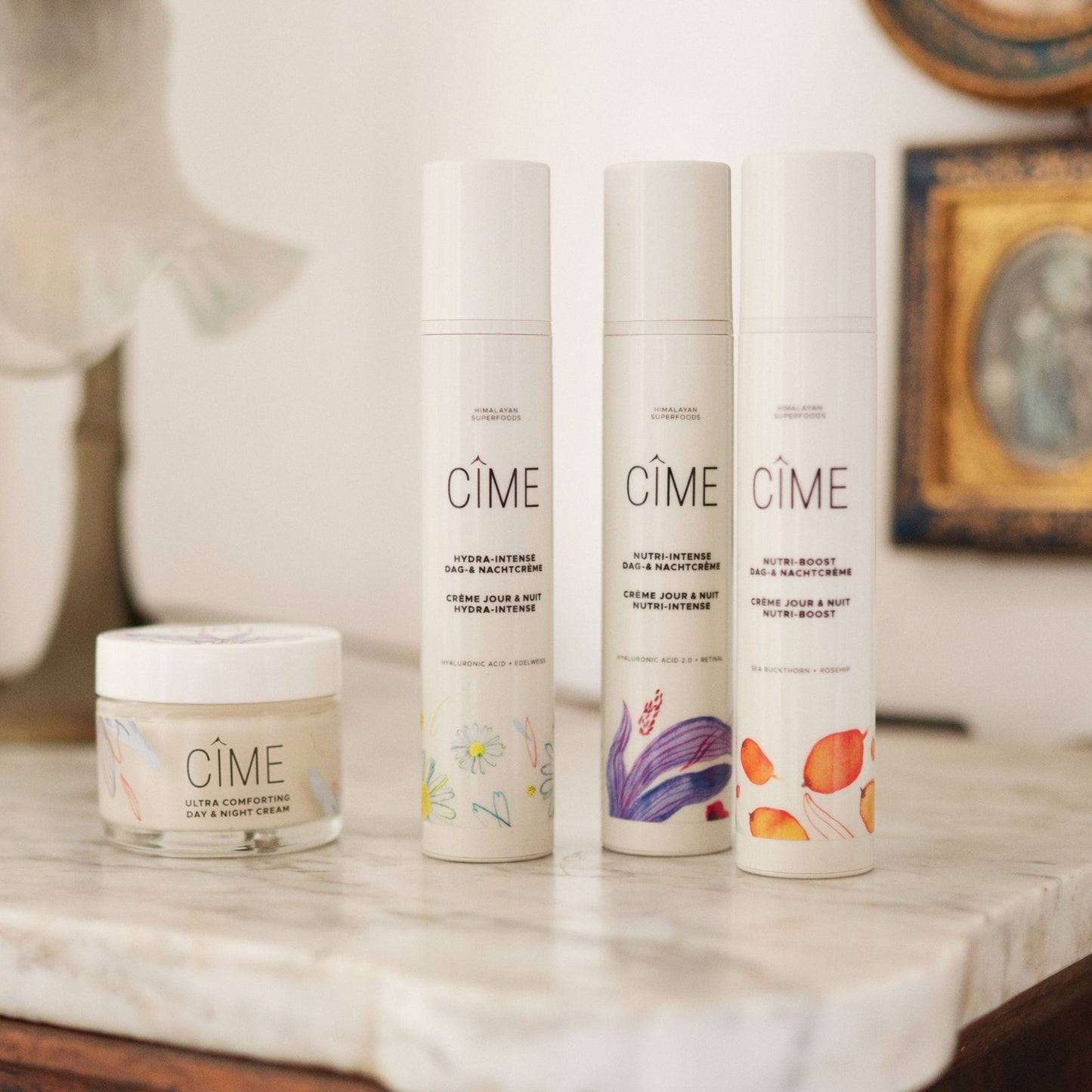 CÎME moisterizers on table