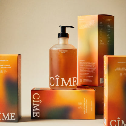 CÎME Hand & Body Wash, close-up van de verpakking