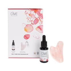 CÎME Self-Care Massage Set – Wild Rose Serum en Gua Sha steen